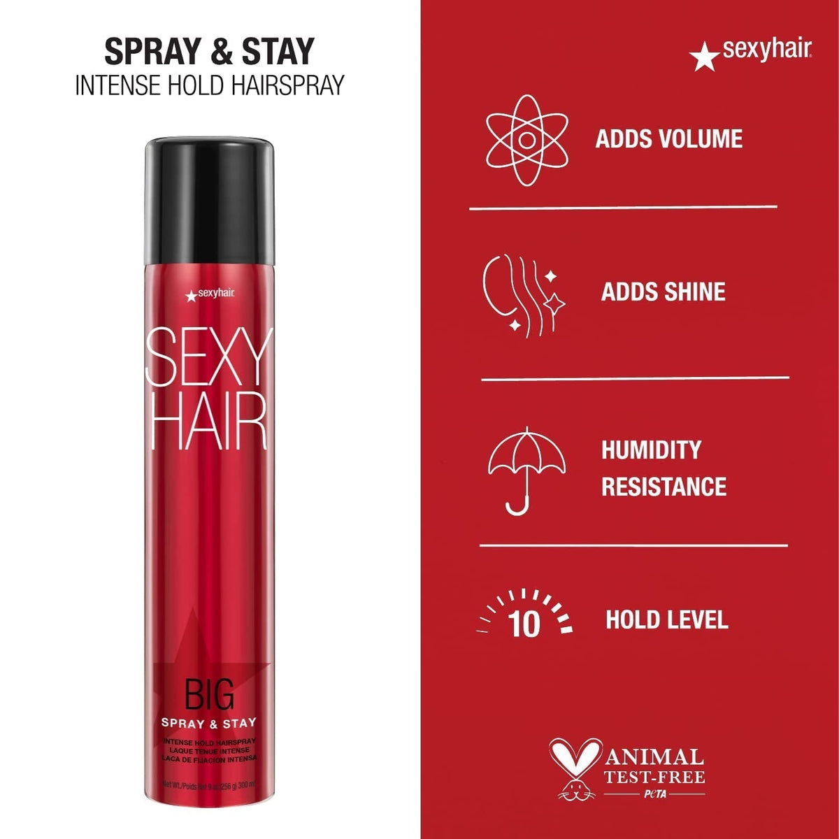 Big Spray & Stay Intense Hold Hairspray | Extreme Hold and Shine | up to 72 Hour Humidity Resistance | All Hair Types