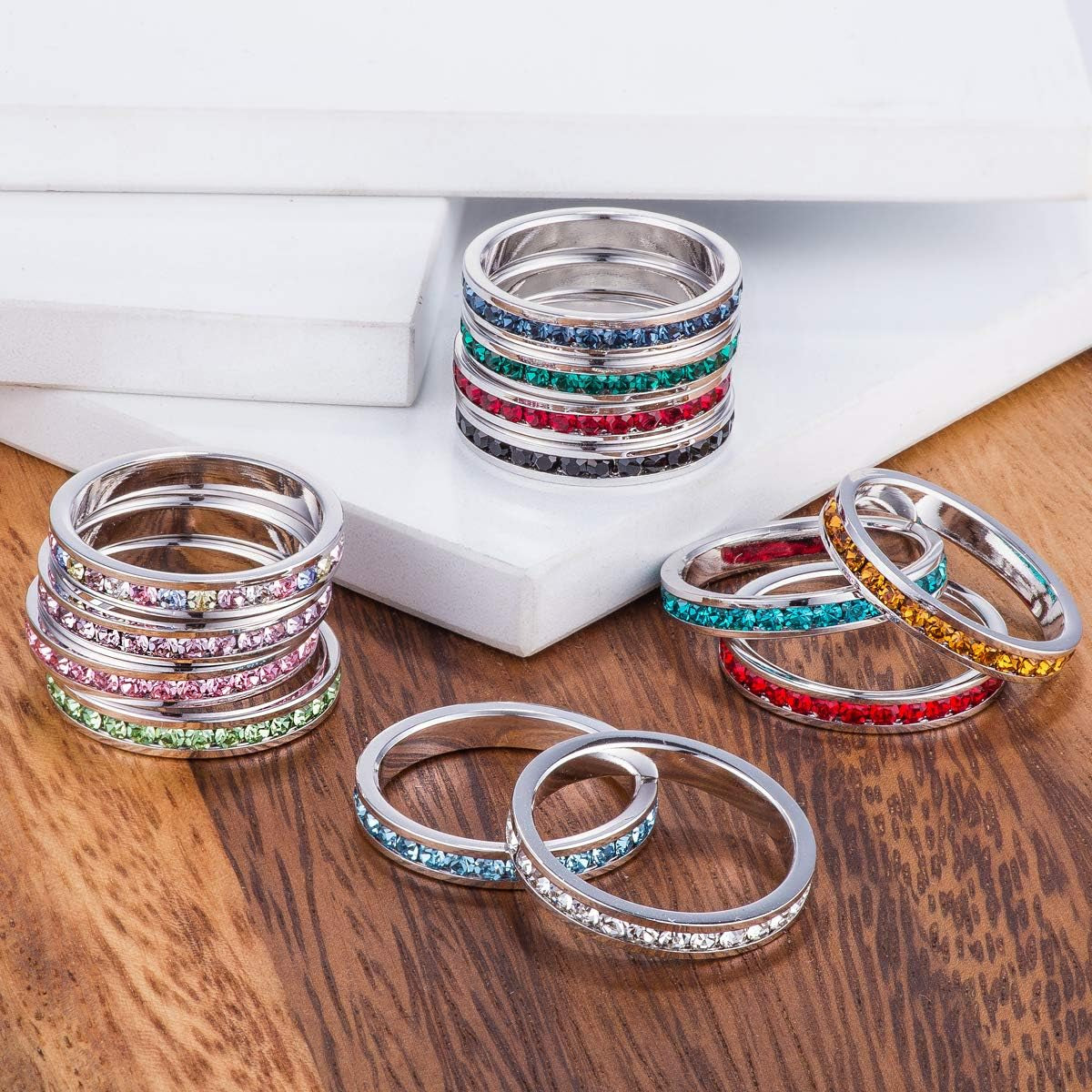 Stylish Birthstone Stackables Swarovski Crystal Eternity Bands