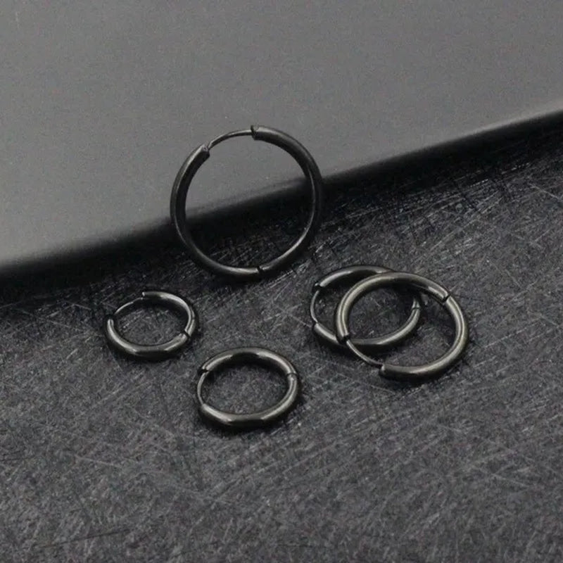 1 Pair Women/Men Stainless Steel Gold Silver Color Small Hoops Earring Piercing Ear Cartilage Tragus Simple Thin Circle Anti-allergic Ear Buckle Earring