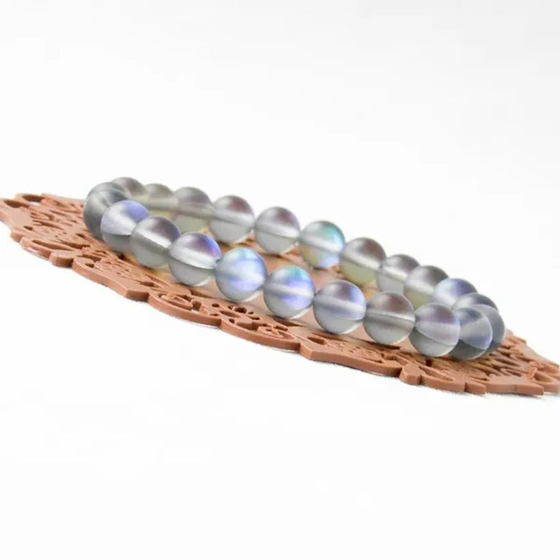 Mermaid Glass Quartz Glowing Aura Moonstone Matte 8mm Bracelet