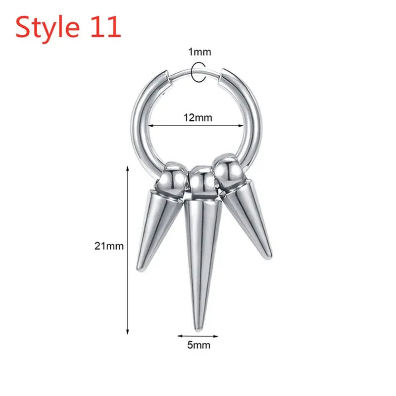 1 Pair Stainless Steel Huggie Hinged Hoop Earrings Hoop Dangle Earrings for Women Men Silver Black