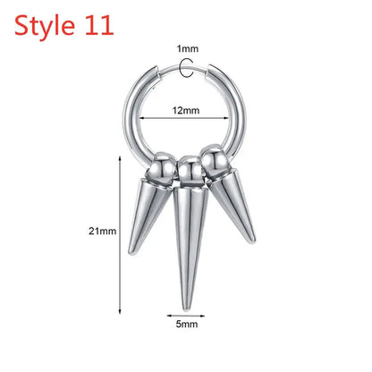 1 Pair Stainless Steel Huggie Hinged Hoop Earrings Hoop Dangle Earrings for Women Men Silver Black