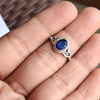 Blue Sapphire Stone Ring 925 Sterling Silver Statement Ring for Women Handmade Rings Gemstone Christmas Promise Ring Size US 11 Gift for Her