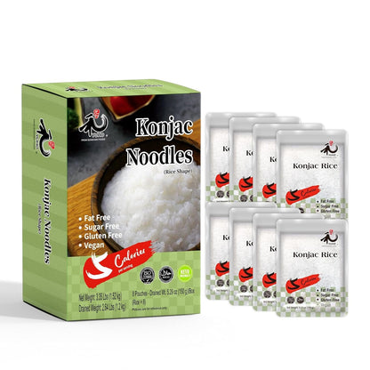 Shirataki Konjac Keto Rice: Gluten Free Plant Based Low Carbs Vegan Fat Free Noodle Rice - 8 Pack inside 53.61 OZ