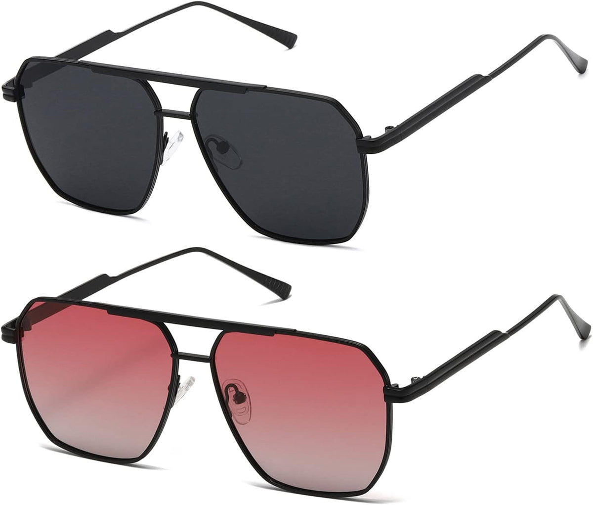 Polarized Sunglasses Womens Men Retro Oversized Square Vintage Shades Classic Large Metal Sun Glasses K1221