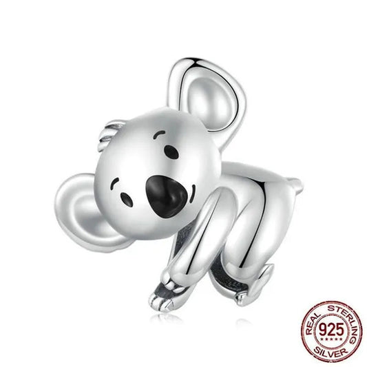 925 Sterling Silver Cute Animal Koala Charm Fit Charm Bracelets DIY