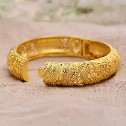 4Pcs Fashion Dubai Gold Plated Jewelry Gold Color Bangles for Ethiopian Bangles & Bracelets Ethiopian Jewelry Bangles Gift