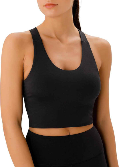 Sports Bras for Women Criss-Cross Back Padded Workout Tank Tops Medium Support Crop Tops for Women