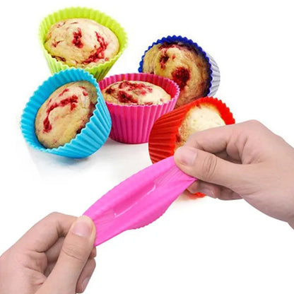 3/6/12/18/24pcs New Silicone Muffin Cake Cups for Kitchen Baking Circular Shape Square Shape Star Rose Pudding Cake Cup Creative Heart Shaped Rice Cake Cup Baking for Cupcakes and Muffin Bakeware Silicone Mold