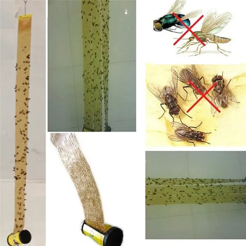 4/8/12/16/20 Rolls Sticky Fly Trap Glue Paper Insect Bug Catcher Strip Glue Paper Catcher Traps Fly Bug Household Flies Sticker