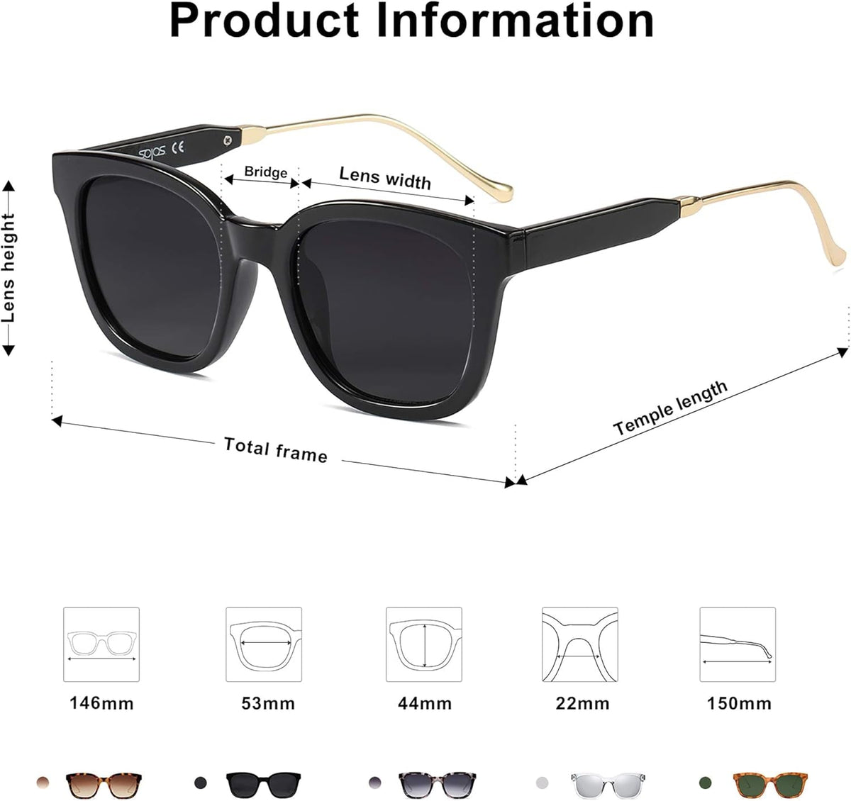 Classic Square Polarized Sunglasses Womens Mens Retro Trendy UV400 Sunnies SJ2050