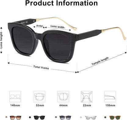 Classic Square Polarized Sunglasses Womens Mens Retro Trendy UV400 Sunnies SJ2050