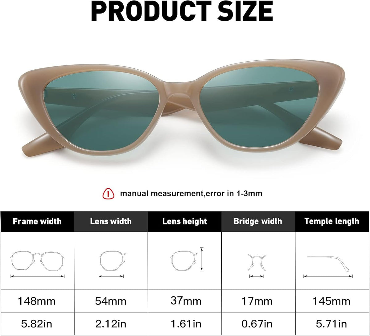 Retro Vintage Narrow Cat Eye Sunglasses for Women 90S Small Chic Style Trendy Sunnies UV400 Protection FZN7514