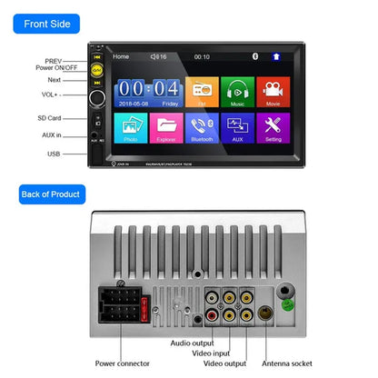 7" Bluetooth HD Touch Screen Car Stereo Radio 2DIN Car MP5 Player FM/USB/AUX/SD Function with Steering Wheel Control +Cam(Optional)