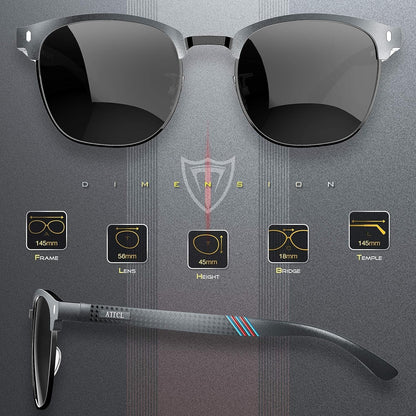 Men'S Driving Polarized Rimless Sunglasses Al-Mg Metal Frame Ultra Light