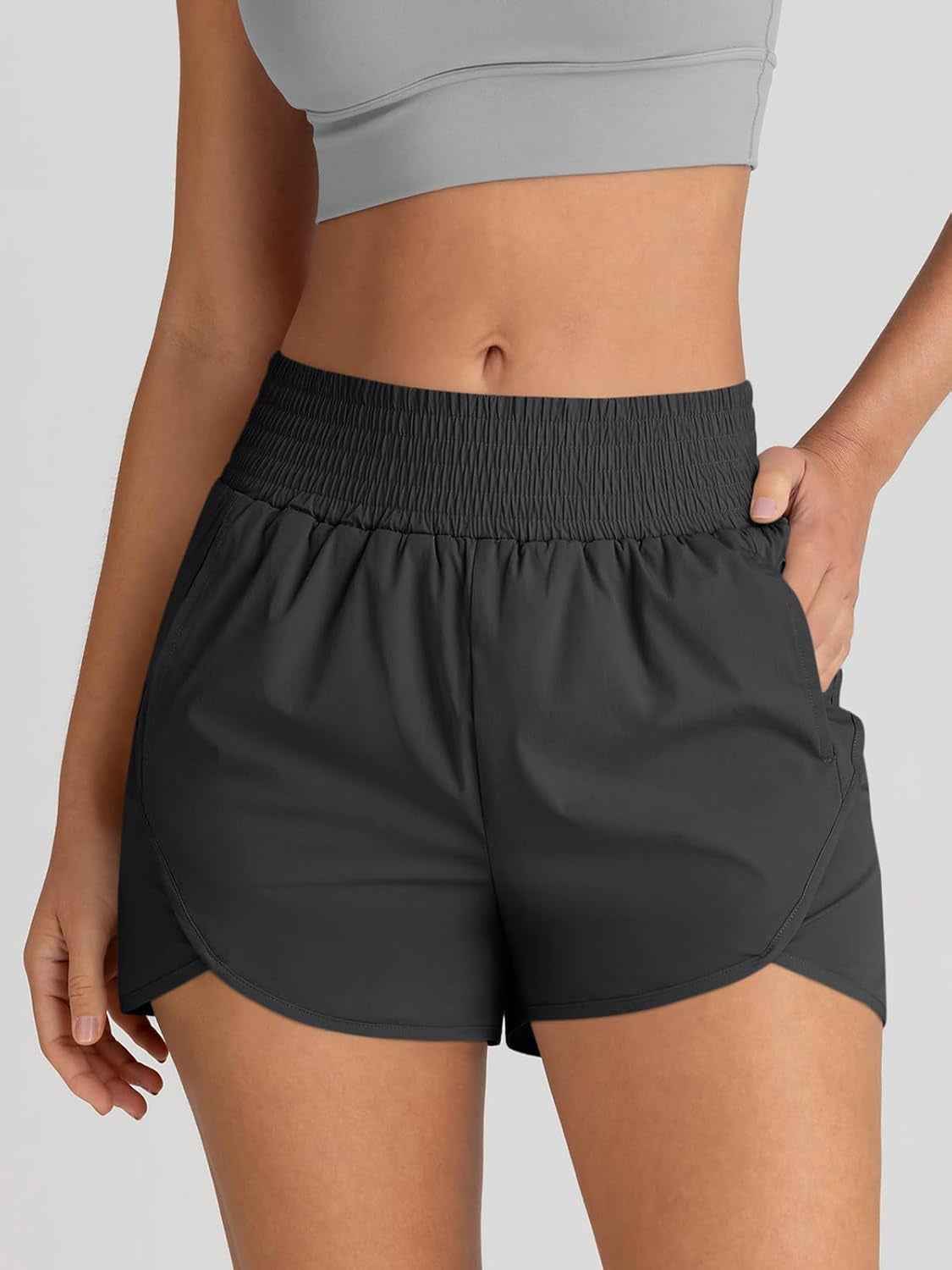 Womens Athletic Shorts High Waisted Running Shorts Gym Workout Shorts Casual Comfy Sport Shorts with Pockets 2025