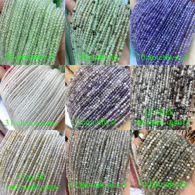 Natural 2 3 4MM Tiny Small Beads Ruby Sapphire Gemstone Beads Faceted Round Loose Beads For DIY Necklace Bracelet Jewelry Making 15.5''