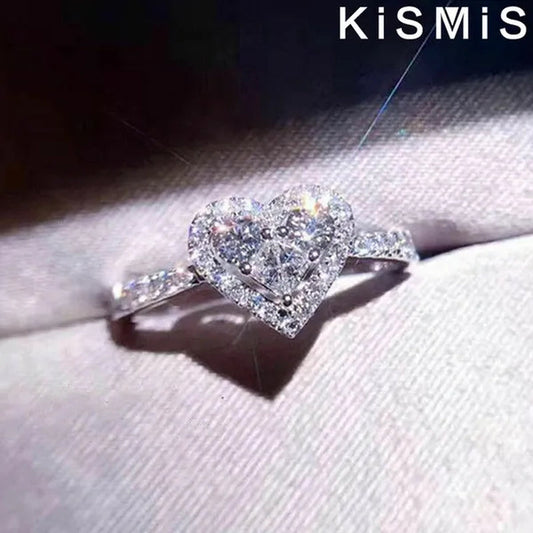 Silver Heart Shaped Gemstone Diamond Ring Sapphire Wedding Rings for Women Fashion Stonego Jewelry Accessories