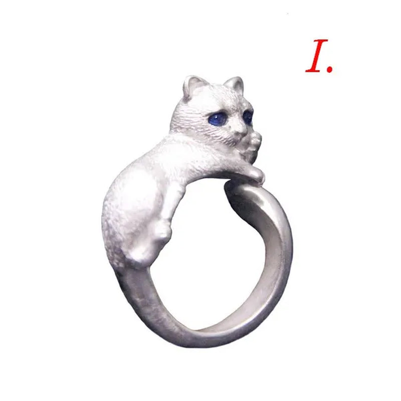1Pcs Cute Cat Kitten Ring Animal Opening Ring Cocktail Party Women Cute Pet Adjustable Rings Anniversary Jewelry Gift