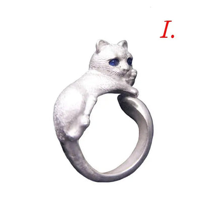 1Pcs Cute Cat Kitten Ring Animal Opening Ring Cocktail Party Women Cute Pet Adjustable Rings Anniversary Jewelry Gift