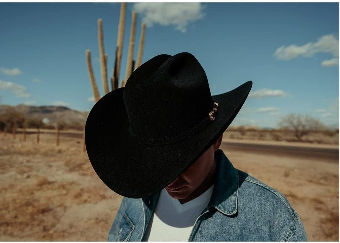 Western Cowboy Hat for Men Women Classic Fedora Hat with Buckle Belt (Size:M-L)