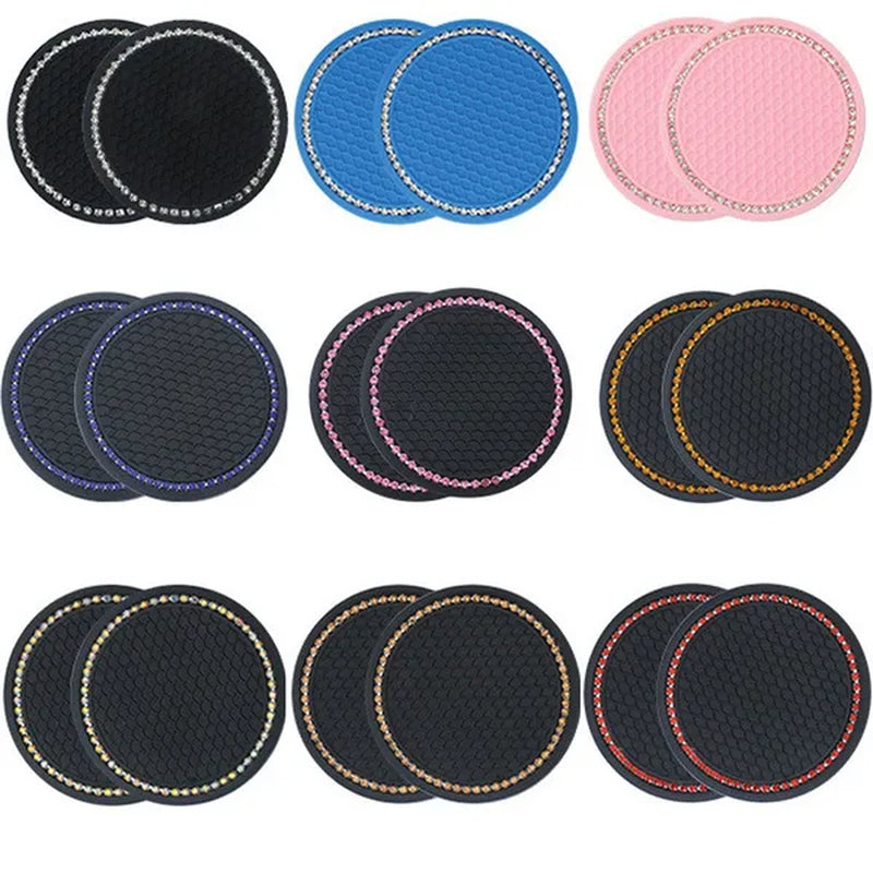 1/2PCS Car Universal Diamond Honeycomb Water Cup Bottle Holder Anti-slip Pad Mat Drink Coaster for Interior Decoration Car Styling Accessories