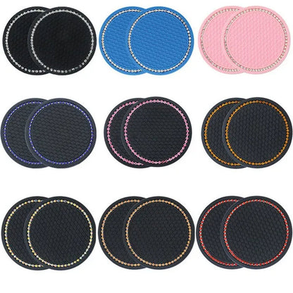 1/2PCS Car Universal Diamond Honeycomb Water Cup Bottle Holder Anti-slip Pad Mat Drink Coaster for Interior Decoration Car Styling Accessories