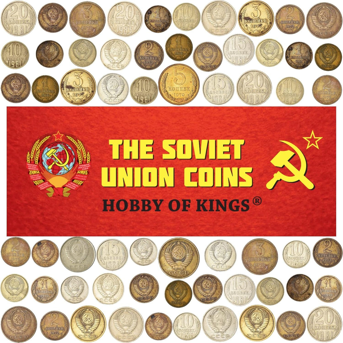 Lot of 30 USSR Soviet Russian Kopeks Coins 1961 - 1991 Cold WAR Hammer and Sickle Money