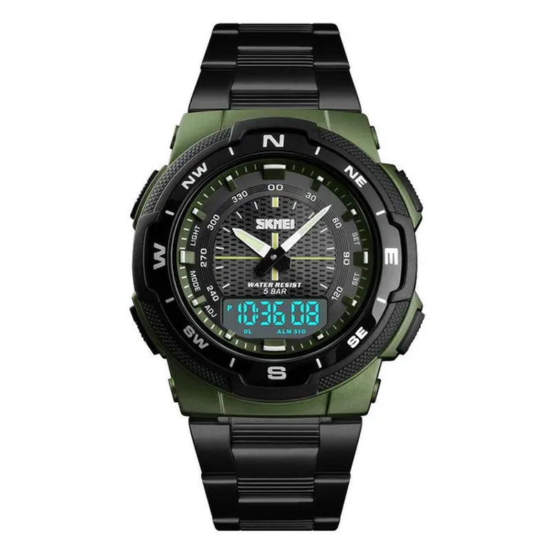Fashion SKMEI 1370 Men's Digital Watch Outdoor Sports Waterproof Male Business Watches Golden Stainless Steel Wristwatch