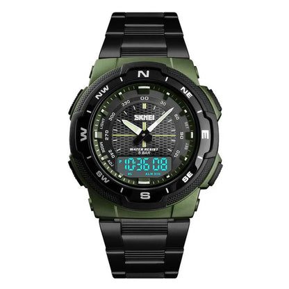 Fashion SKMEI 1370 Men's Digital Watch Outdoor Sports Waterproof Male Business Watches Golden Stainless Steel Wristwatch