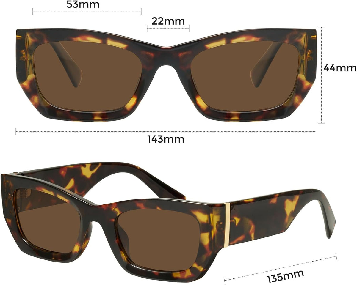 Retro Cat Eye Rectangle Polarized Sunglasses for Women Chunky Style MS52370
