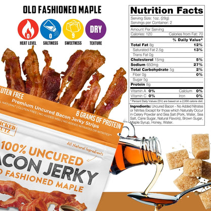 Bacon Jerky Variety Pack, Tender, Flavorful, Easy to Chew Bacon Jerky with up to 24G Protein per Bag, Gift Basket for Men, Unique Gifts for Men, Food Gifts (5 Bags)
