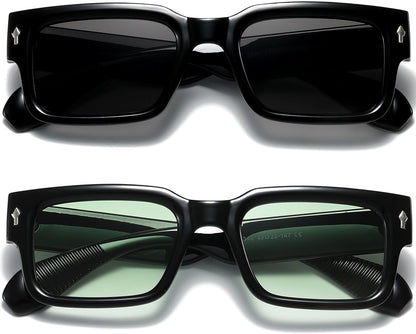 Square Frame Sunglasses for Women Men Trendy Chunky Rectangle Sun Glasses Black Shades UV400 Protection