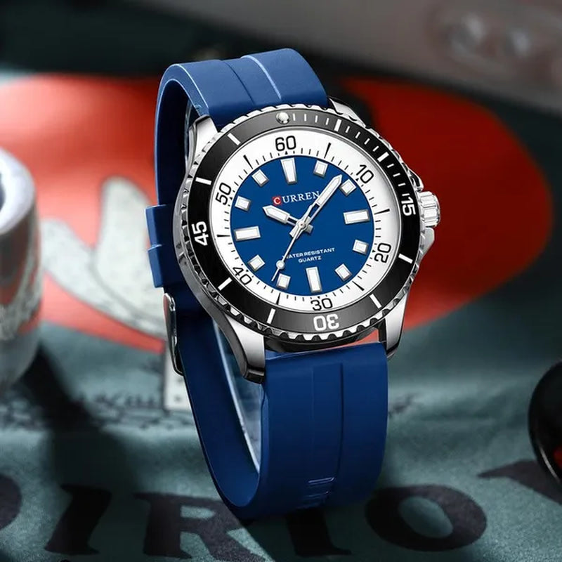 CURREN Watches For Men Luxury Silicone Strap Military Army Sports Watch Wristwatch Waterproof Luminous Male Clocks Relogio Masculino 8448