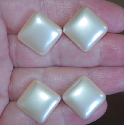 Quality Majorca Pearl Square Half Dome 16MM Stud Earrings 14K Gold Filled