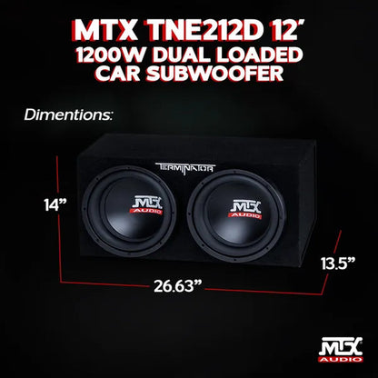 MTX TNP212D2 12" 1200W Dual Loaded Car Subwoofer Audio W/ Sub Box and Amplifier