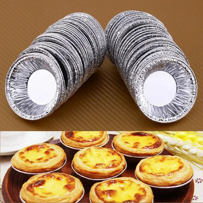 50Pcs/100pcs Egg Tart Aluminum Cupcake Cake Cookie Mold Pudding Mould Tin Baking Tool [<Xiaochengshop>]