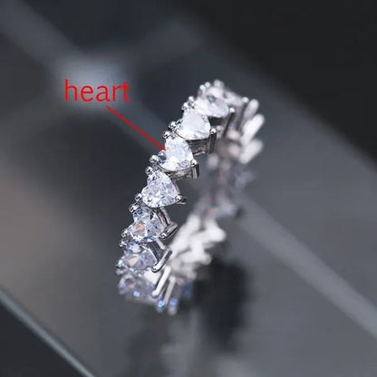 For Beauties! 1PC  Pave Setting Square Heart Oval T-Shape Simulated Diamond CZ Eternity Band Engagement Wedding Stone Rings