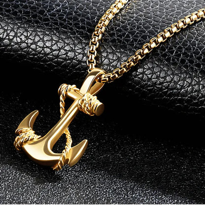 Tone Anchor Pendant Necklace Silver Plated Infinity Jewelry Anchor Men Fashion Design Simple Anchor