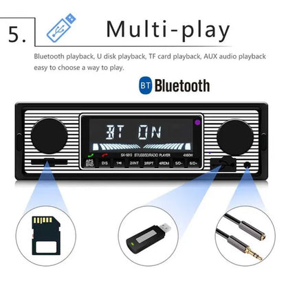 UNITOPSCI 12V Bluetooth Car Radio Player Stereo FM MP3 USB SD AUX Audio Auto Electronics Autoradio 1 DIN Oto Teypleri Radio Para Carro