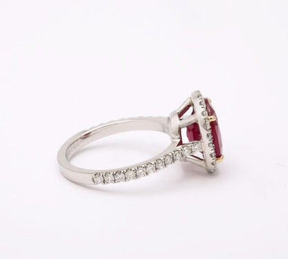 4.20 Carat Intense Red Burma Ruby Diamond Platinum Engagement Ring