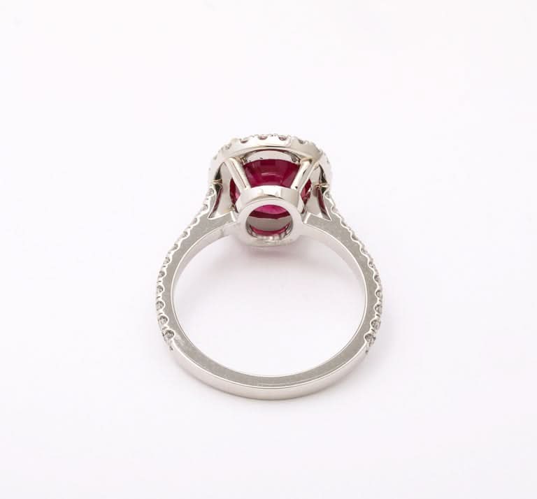 4.20 Carat Intense Red Burma Ruby Diamond Platinum Engagement Ring