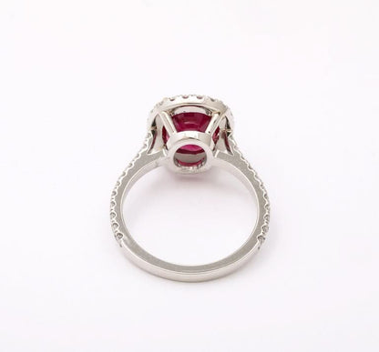 4.20 Carat Intense Red Burma Ruby Diamond Platinum Engagement Ring