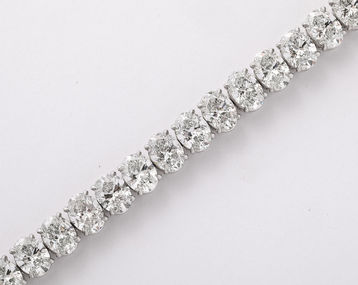 27.61 Carat GIA Certified Oval Diamond Platinum Tennis Bracelet