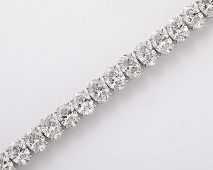 27.61 Carat GIA Certified Oval Diamond Platinum Tennis Bracelet