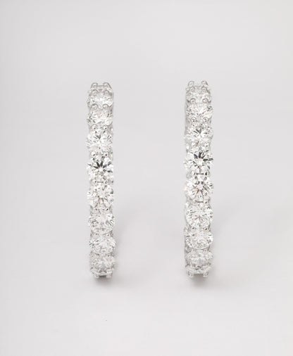 Exquisite 17.25 Carat Round Brilliant Diamond White Gold Hoop Earrings