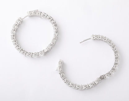 Exquisite 17.25 Carat Round Brilliant Diamond White Gold Hoop Earrings