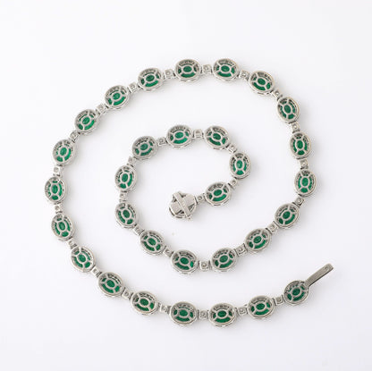 Exquisite 23.45ct Oval Emerald and 18.65ct Diamond 18k Gold Necklace