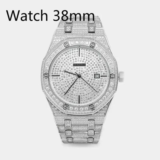 Men Women Hip Hop Luxury Plating 925 Silver Plating Watch Iced Out Hip Hop Jewelry