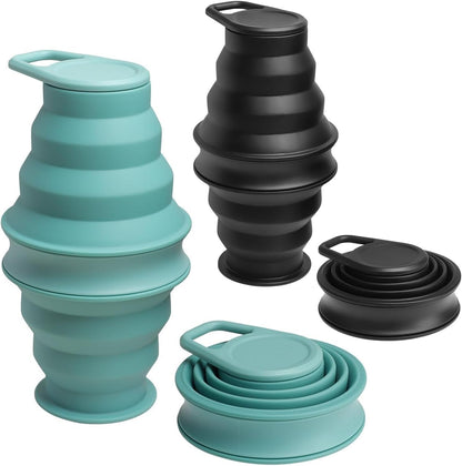 Collapsible Water Bottles BPA Free Leak Proof Foldable Silicone Bottle with Anti-Collapse Ring for Travel Camping Hiking Running Sport